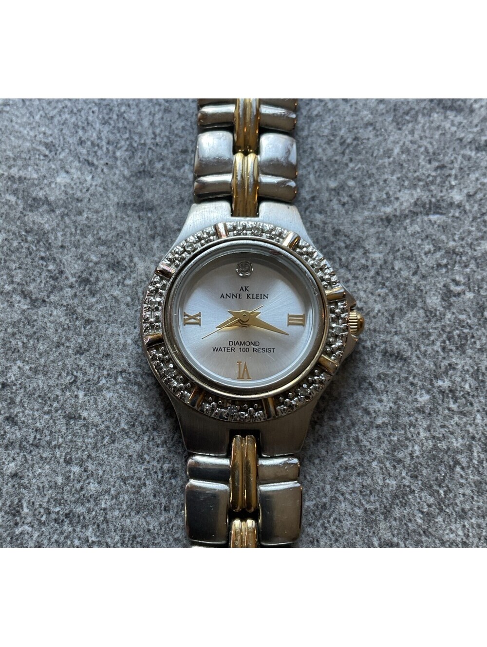 Beautiful Anne Klein Diamond Womens Watch 24mm Two Tone Case And Band D4
